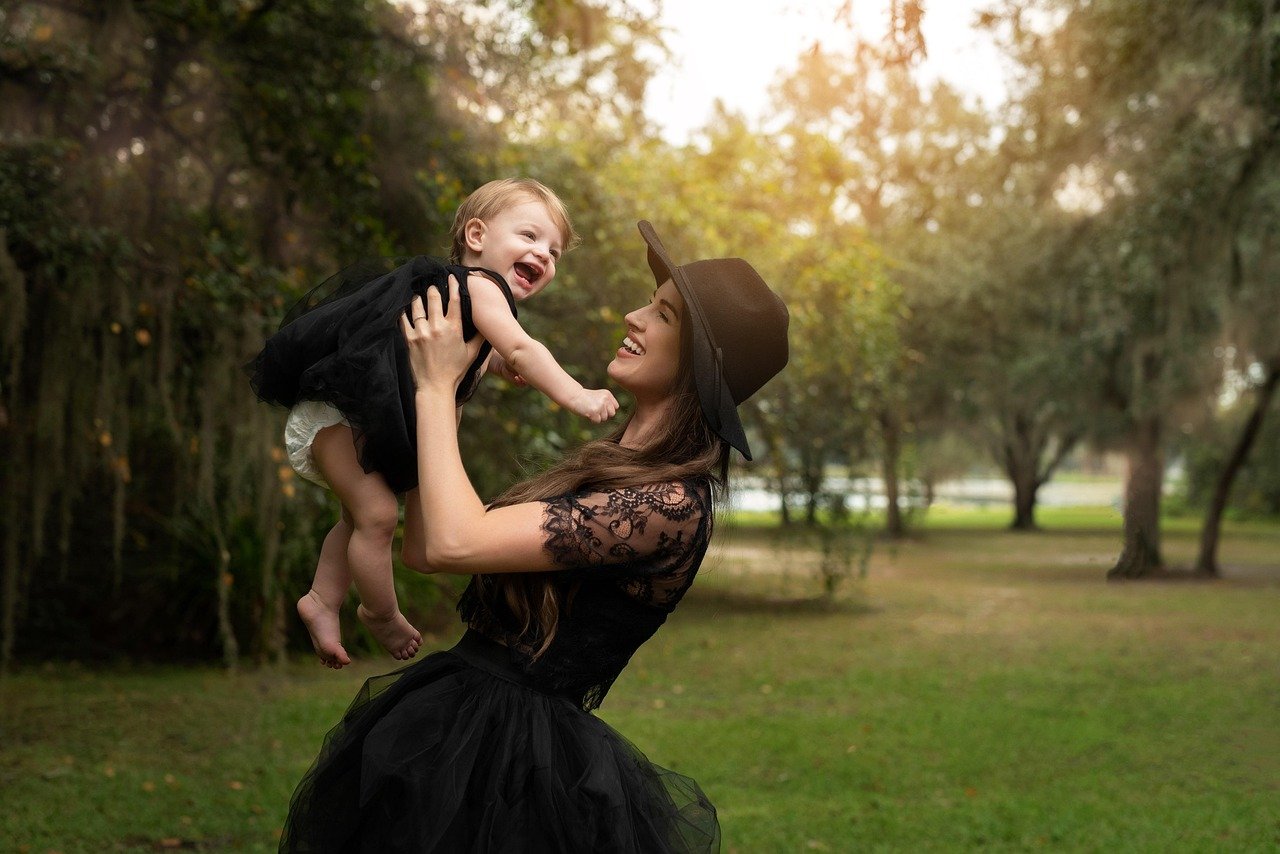 mother, daughter, black dresses, fashion, style, hat, portrait, family, love, motherhood, parent, parenthood, outdoors, female, woman, happiness, child, baby, toddler, happy mothers day, baby girl, mum, mom